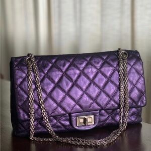 CHANEL METALLIC PURPLE REISSUE JUMBO SIZE